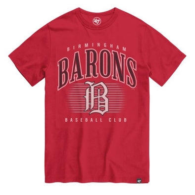 Barons Red Double Header Franklin Tee