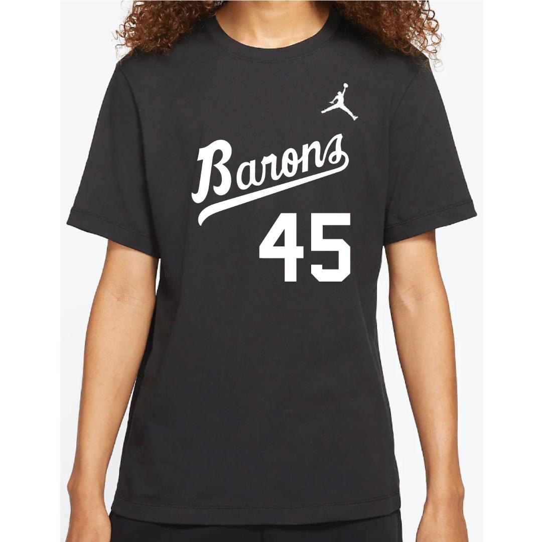 【NIKE】#45 M・ジョーダン バーミンガム・バロンズ　Tシャツ XL NIKE】#45 M・ジョーダン バーミンガム・バロンズ Tシャツ XL 平らか